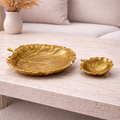 Handcrafted Aluminium Leaf Decorative Tray Set – Gold & Silver Finish (Set of 2)