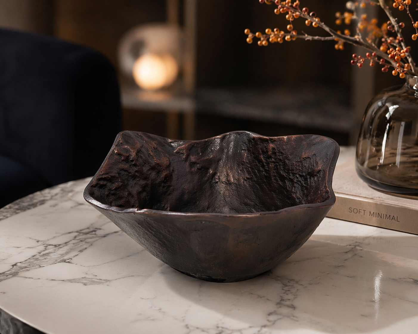 Forma Livings Sculpted Aluminium Bowl – Artisan Texture (Gold & Silver Finish Available)