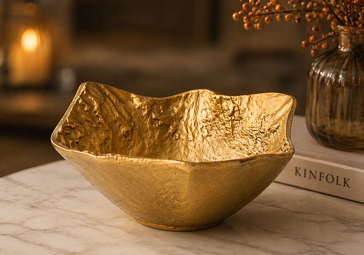 Forma Livings Sculpted Aluminium Bowl – Artisan Texture (Gold & Silver Finish Available)