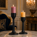 Matte Black Aluminium Taper Candle Holder Set – Premium Powder-Coated Finish (Set of 2)