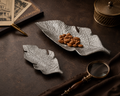 Antique Leaf Aluminium Serving Tray Set – Elegant Textured Duo