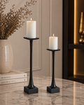 Modern Aluminium Candle Holder Set – Matte Black & Silver Powder Coated Finish