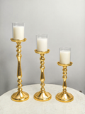 Luxury Aluminium Candle Holder Set – Matte Black, Silver Nickel & Gold Plated Finish (Set of 3 – Varying Heights)