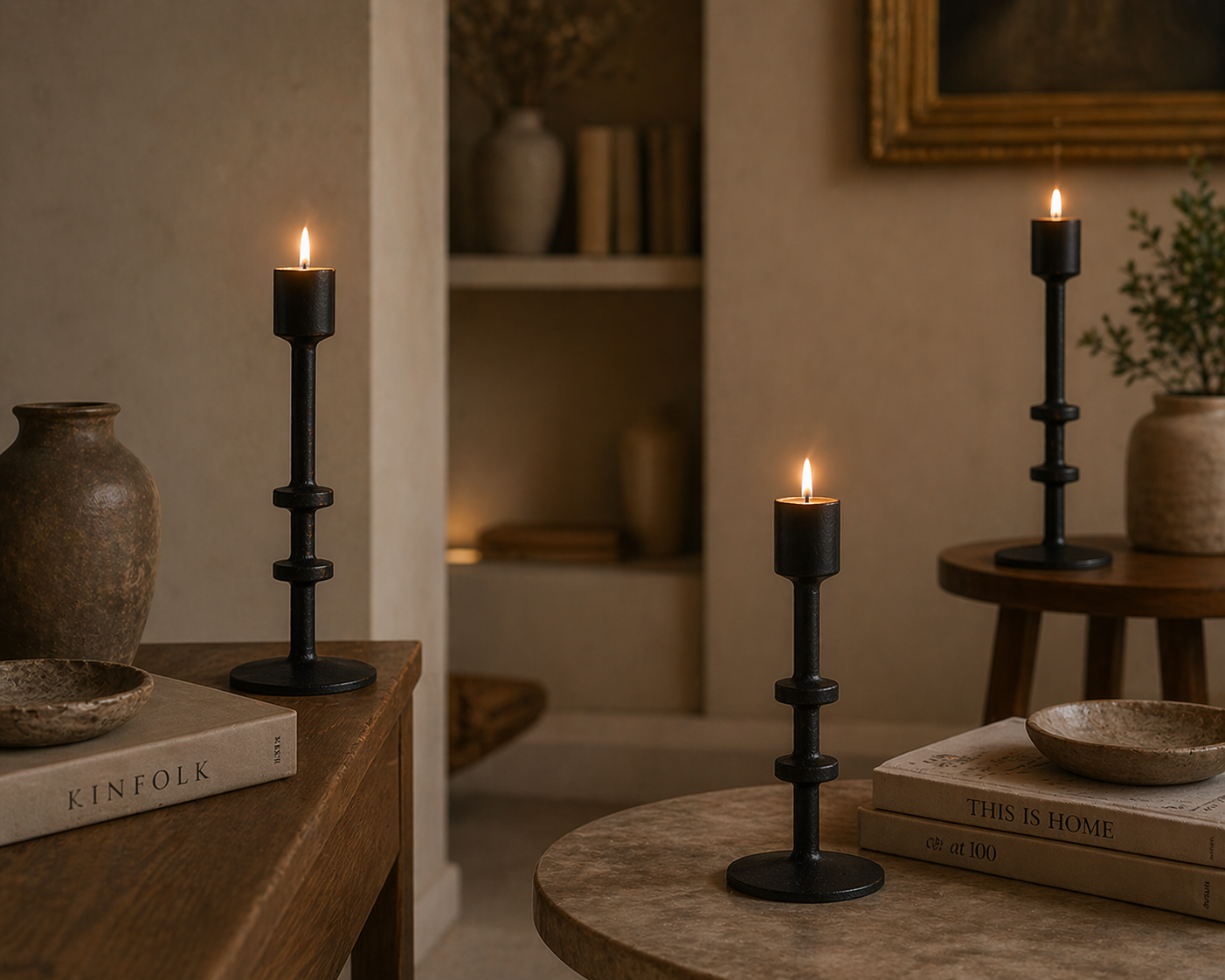 Matte Black Aluminium Candle Holder Set – Modern Living Accent Collection