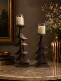 Antique Finish Tree Design Candle Holder Set (Set of 2) – Artistic Statement Décor