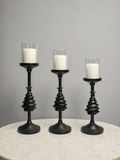 Matte Black Glass Candle Holder Set (Set of 3) – Refined Ambient Collection