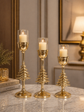 Matte Black Designer Candle Holder Set (Set of 3) – Luxury Glass Pillar Stand Collection