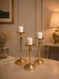 Heritage Candle Holder Set (Set of 3) – Matte Black, Silver Nickel & Gold Finish Edition