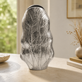 Forma Livings Handcrafted Aluminium Leaf Texture Vase – Premium Decorative Accent (Available in Silver & Matte Black | Multiple Sizes)