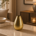Forma Livings Mini Hammered Gold Aluminium Vase – Compact Luxury Accent for Modern Interiors