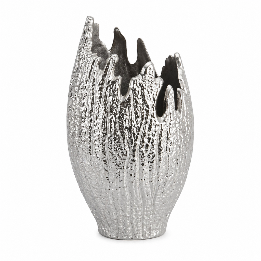 Forma Livings Premium Aluminium Textured Vase – Available in Gold & Silver Nickel Finish