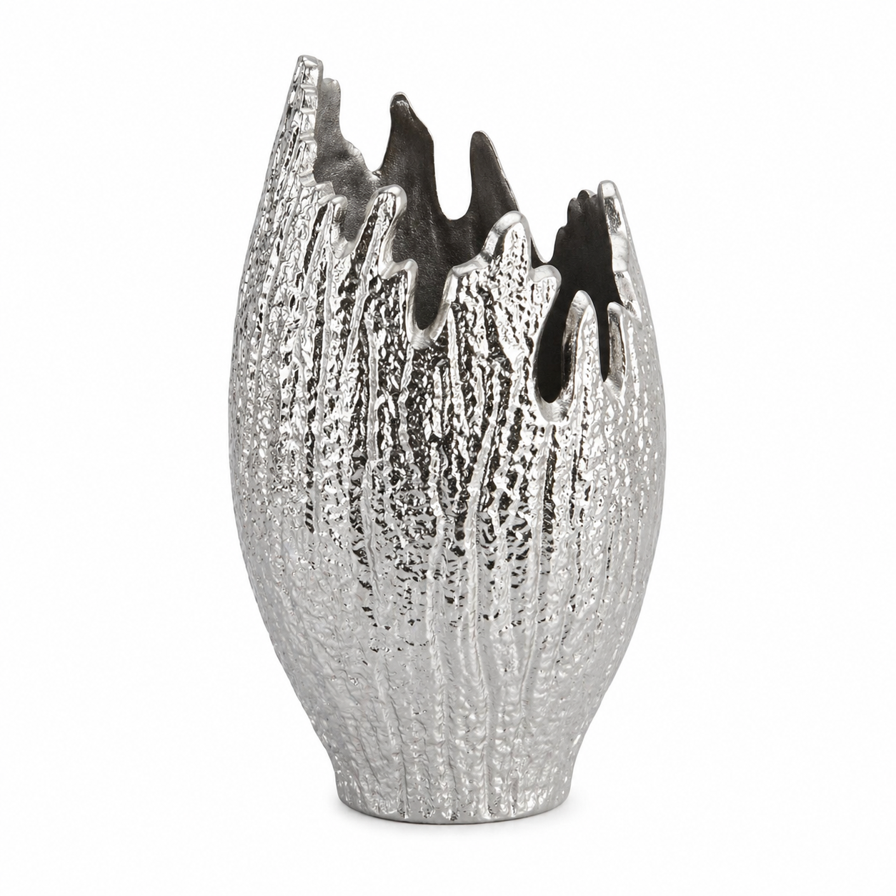 Forma Livings Premium Aluminium Textured Vase – Available in Gold & Silver Nickel Finish