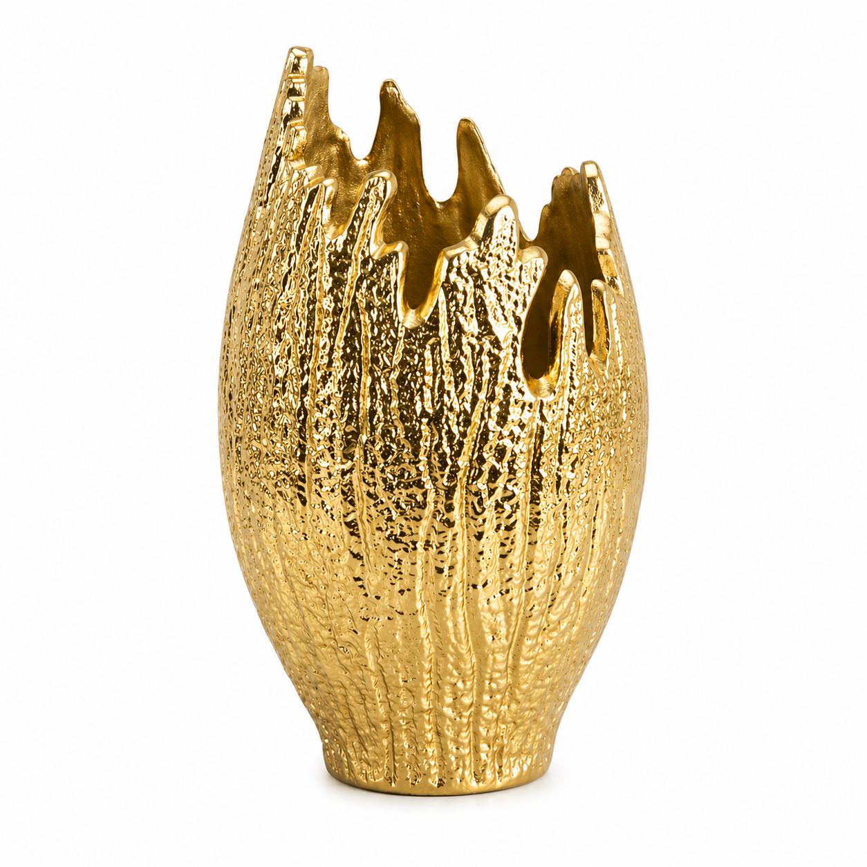 Forma Livings Premium Aluminium Textured Vase – Available in Gold & Silver Nickel Finish