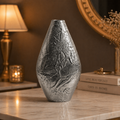 Forma Livings Luxe Aluminium Sculpted Vase Set – Textured Metallic Finish (Gold & Silver Nickel)