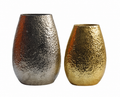 Forma Livings Luxe Hammered Aluminium Vase Set – Dual Metallic Finish (Silver Nickel & Gold)