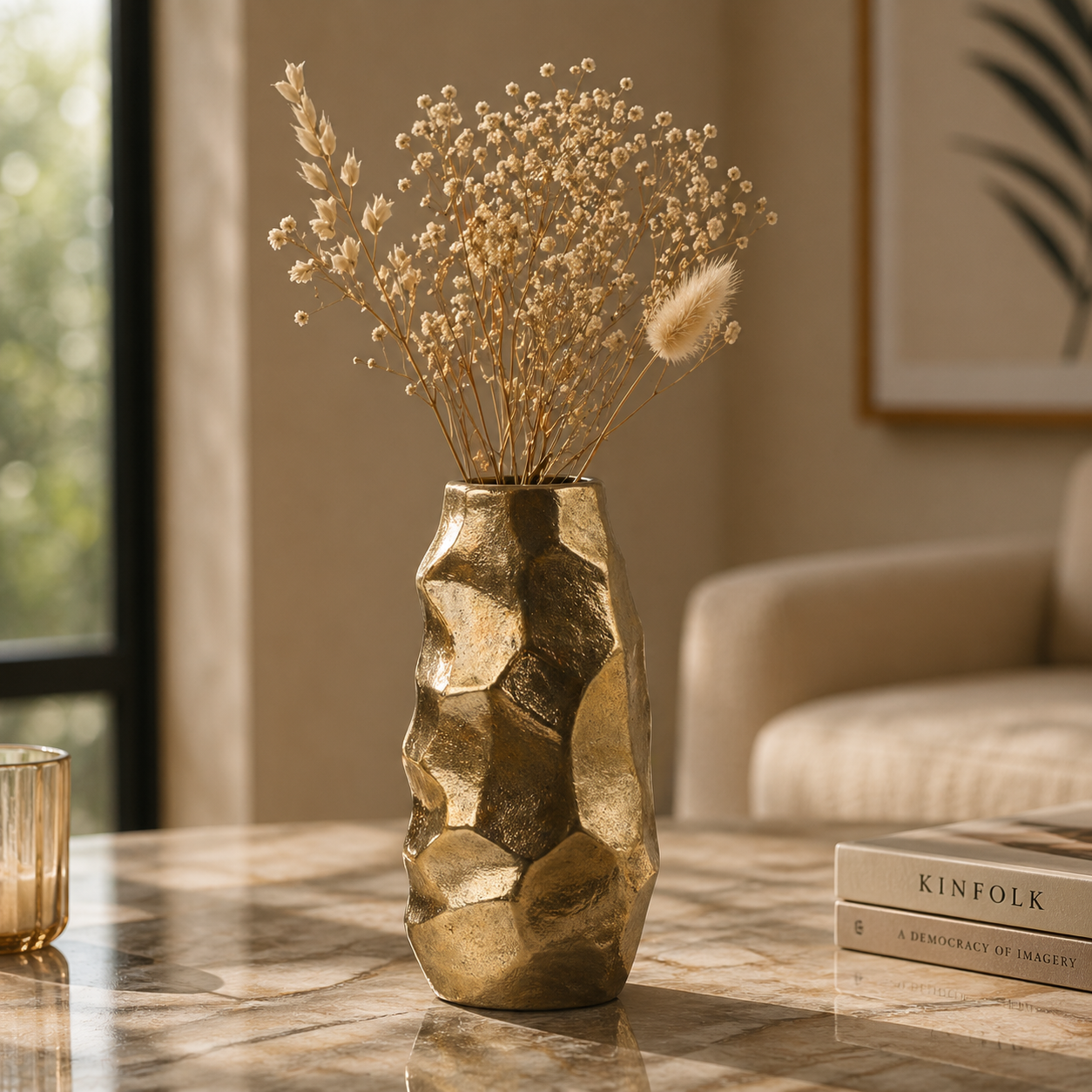 Aurelia Sculpted Aluminium Vase – Dual Finish (Gold & Silver Nickel) | Modern Handcrafted Statement Décor