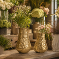 Noir Aurelia Aluminium Vase Set – Black & Gold Finish | Handcrafted Luxury Statement Décor
