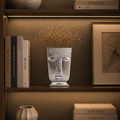 Elysian Face Sculpt Aluminium Vase – Dual Finish (Antique Gold & Silver Nickel) | Artistic Luxury Décor