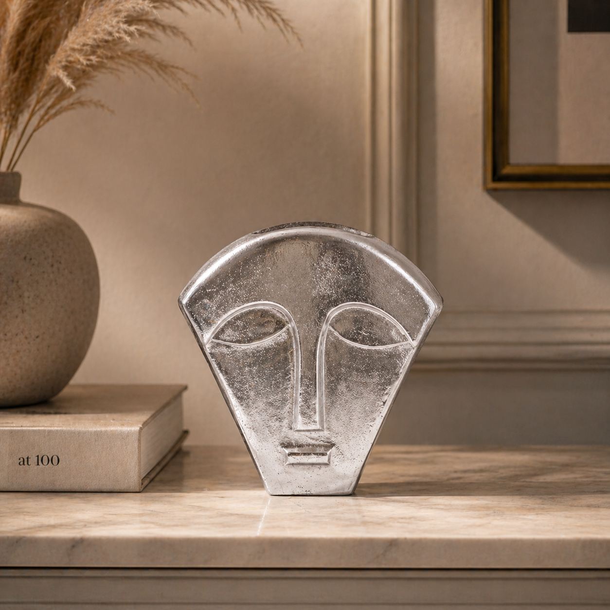 Serene Form Face Vase – Aluminium Art Piece in Antique Gold & Silver Nickel