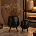 Forma Livings Noir & Silver Elegance Hammered Planter Set