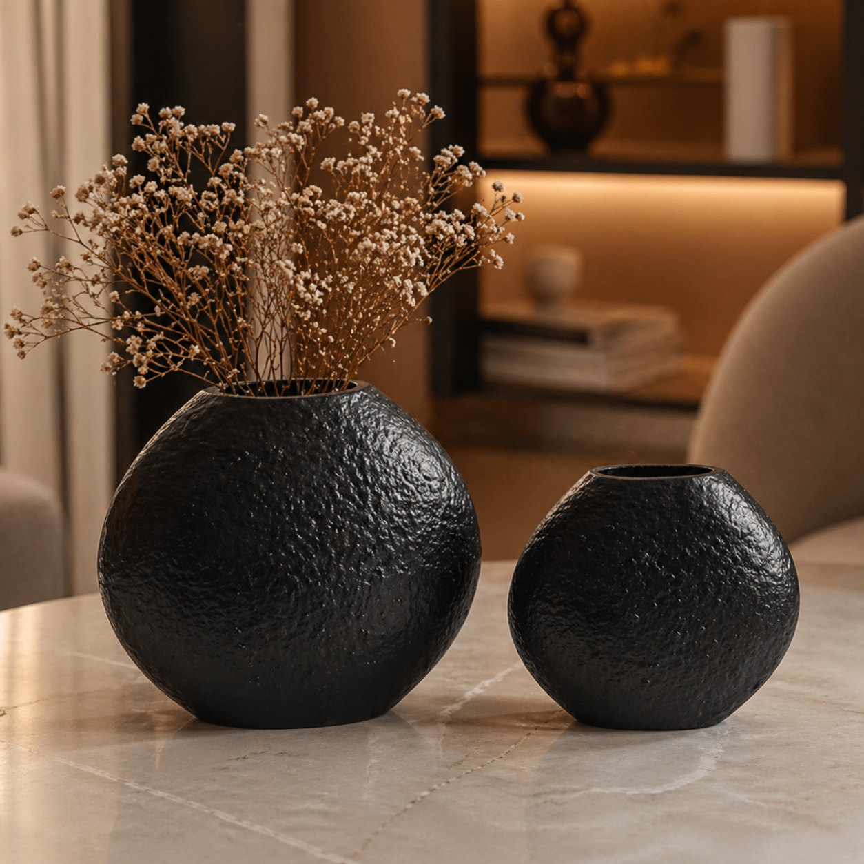 Luxe Handcrafted Aluminium Vase Set – Matte Black, Silver Nickel & Gold Finish
