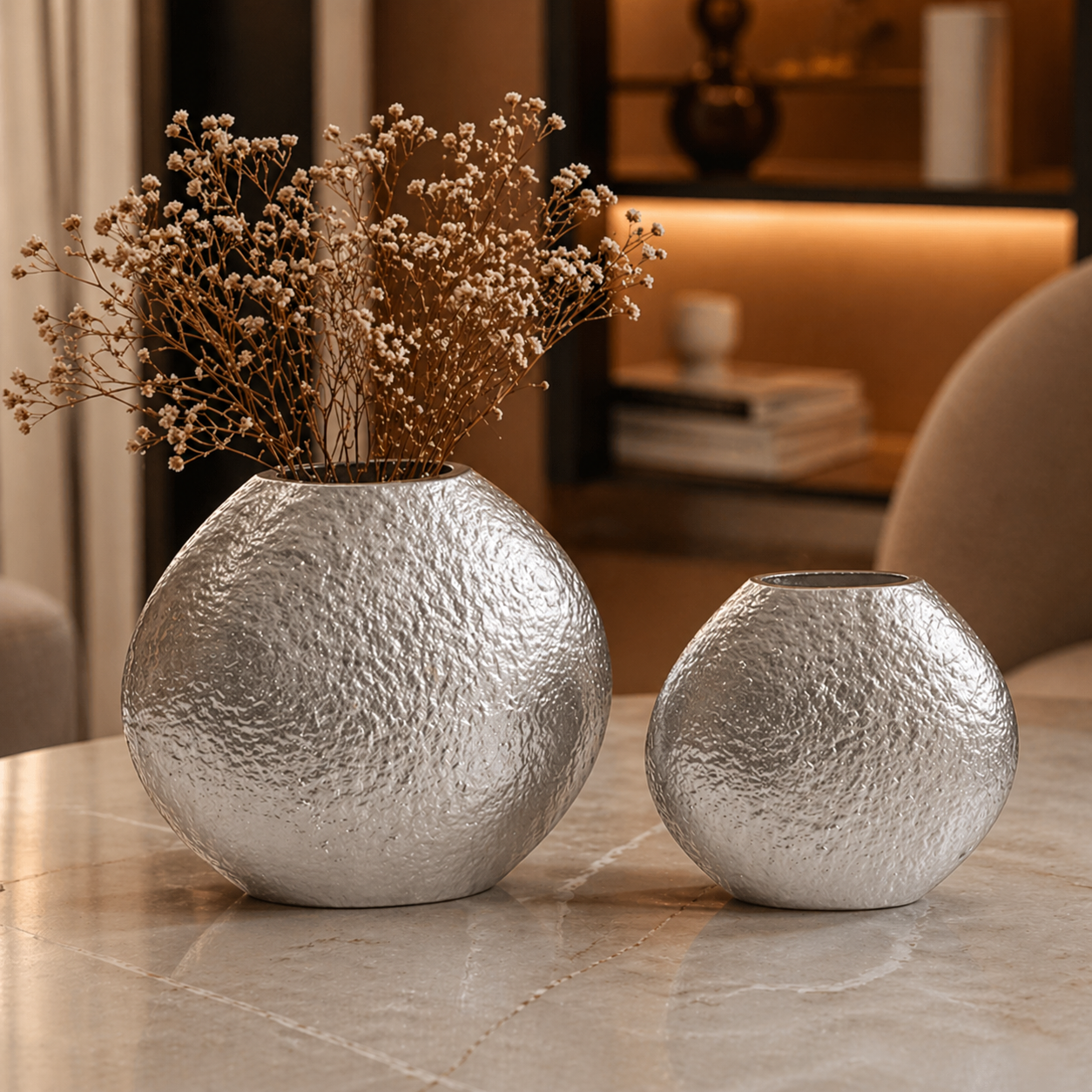 Luxe Handcrafted Aluminium Vase Set – Matte Black, Silver Nickel & Gold Finish