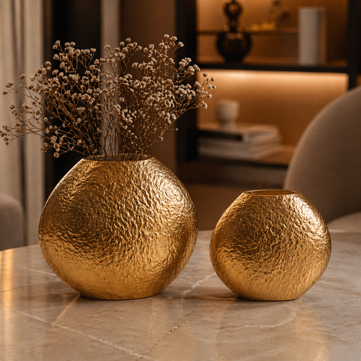 Luxe Handcrafted Aluminium Vase Set – Matte Black, Silver Nickel & Gold Finish