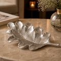 Luxury Handcrafted Aluminium Leaf Platter – Gold & Silver Nickel Finish