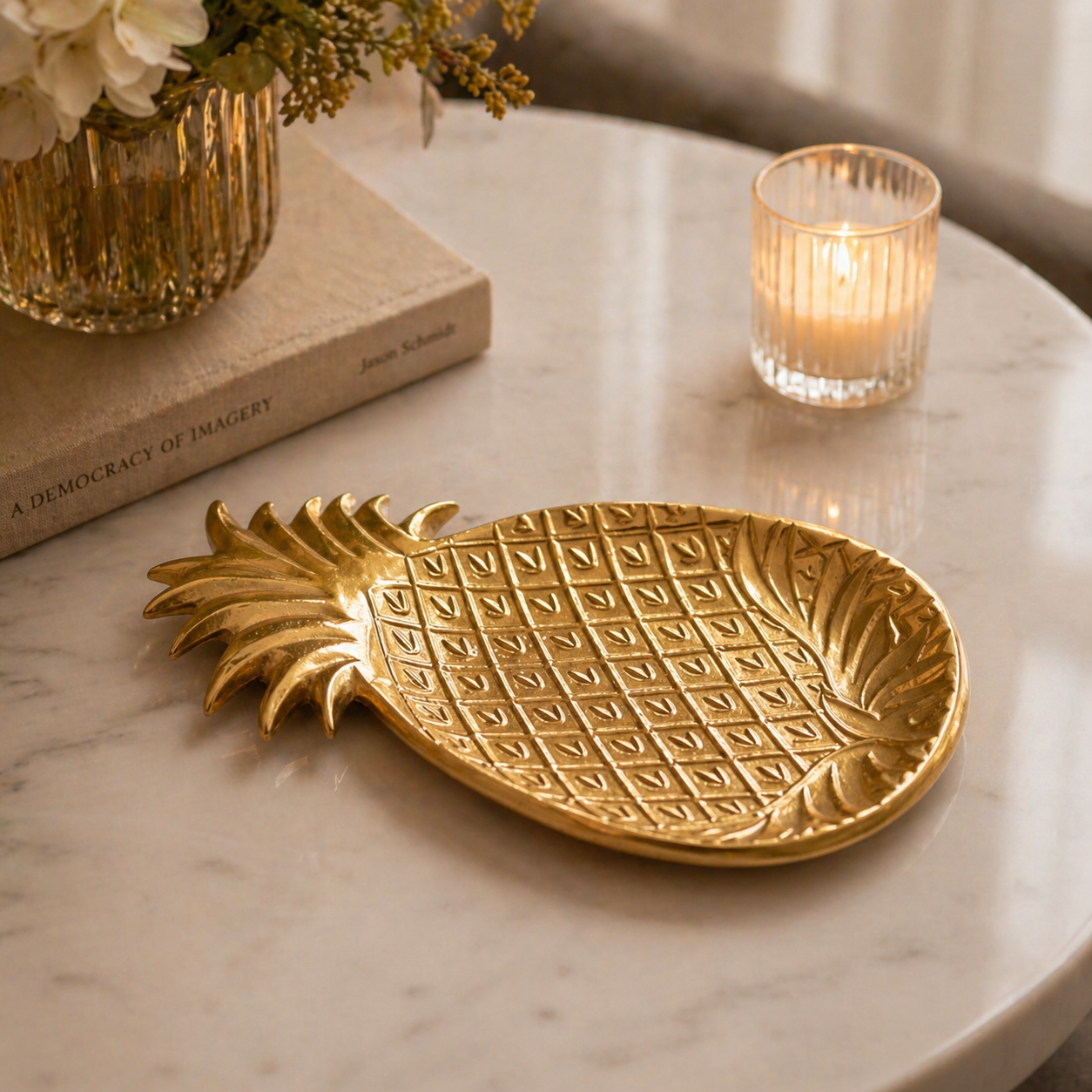 Timeless Elegance: Handcrafted Pineapple Platter in Gold & Silver Nickel Finishes