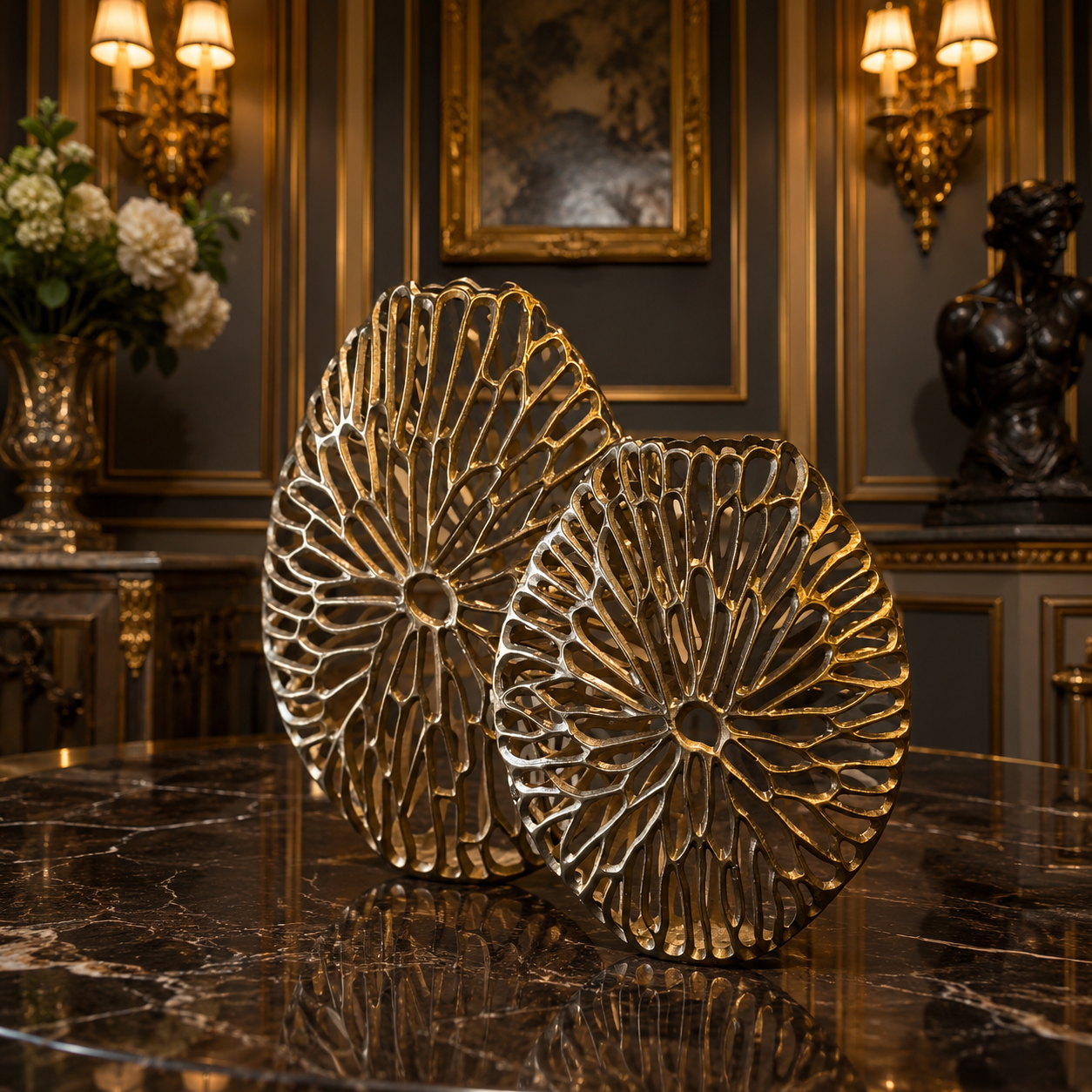Luxury Aluminium Coral Disc Sculpture Set