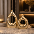 Forma Livings Halo Sculptural Vase Set – Luxury Gold Finish (Set of 2)
