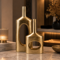 Forma Livings Aperture Sculptural Vase Collection – Gold & Matte Black Finish (Set of 2)