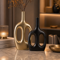 Forma Livings Infinity Sculptural Vase Collection – Gold & Matte Black Finish