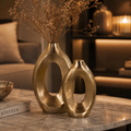 Forma Livings Sculpted Loop Vase Set – Luxury Aluminium Decorative Vases (Set of 2)
