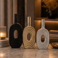Forma Livings Eclipse Textured Vase Collection – Gold, Silver Nickel & Matte Black Finish