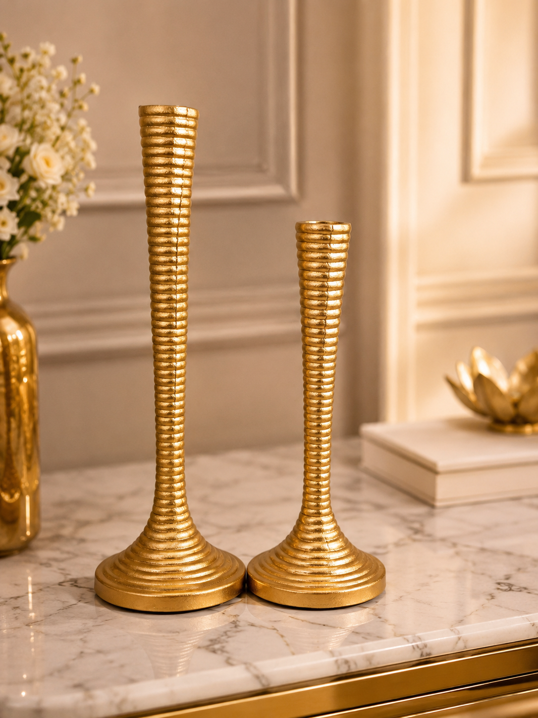 Imperial Ribbed Candle Holder Set