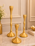 Gold Wave Candle Holder Set