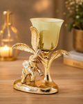 Elegant golden candle holder vignette