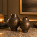 Rustica Orb Vase Set – Antique Bronze Finish