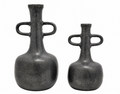 Aurelia Loop Aluminium Vase Set (Set of 2) – Matte Noir Textured Finish