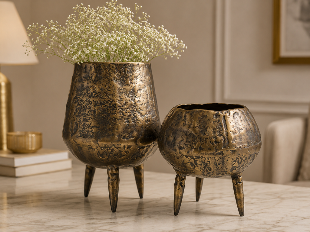 Aurelia Tripod Aluminium Planter Set – Antique Bronze Luxe Finish