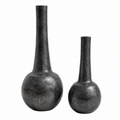 Aurelia Tall Stem Aluminium Vase Set (Set of 2) – Matte Noir Luxe Finish