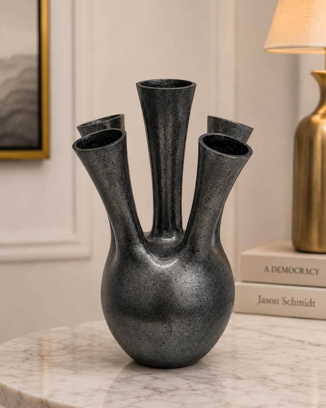 Aurelia Multi Stem Aluminium Vase – Sculptural Matte Noir Finish