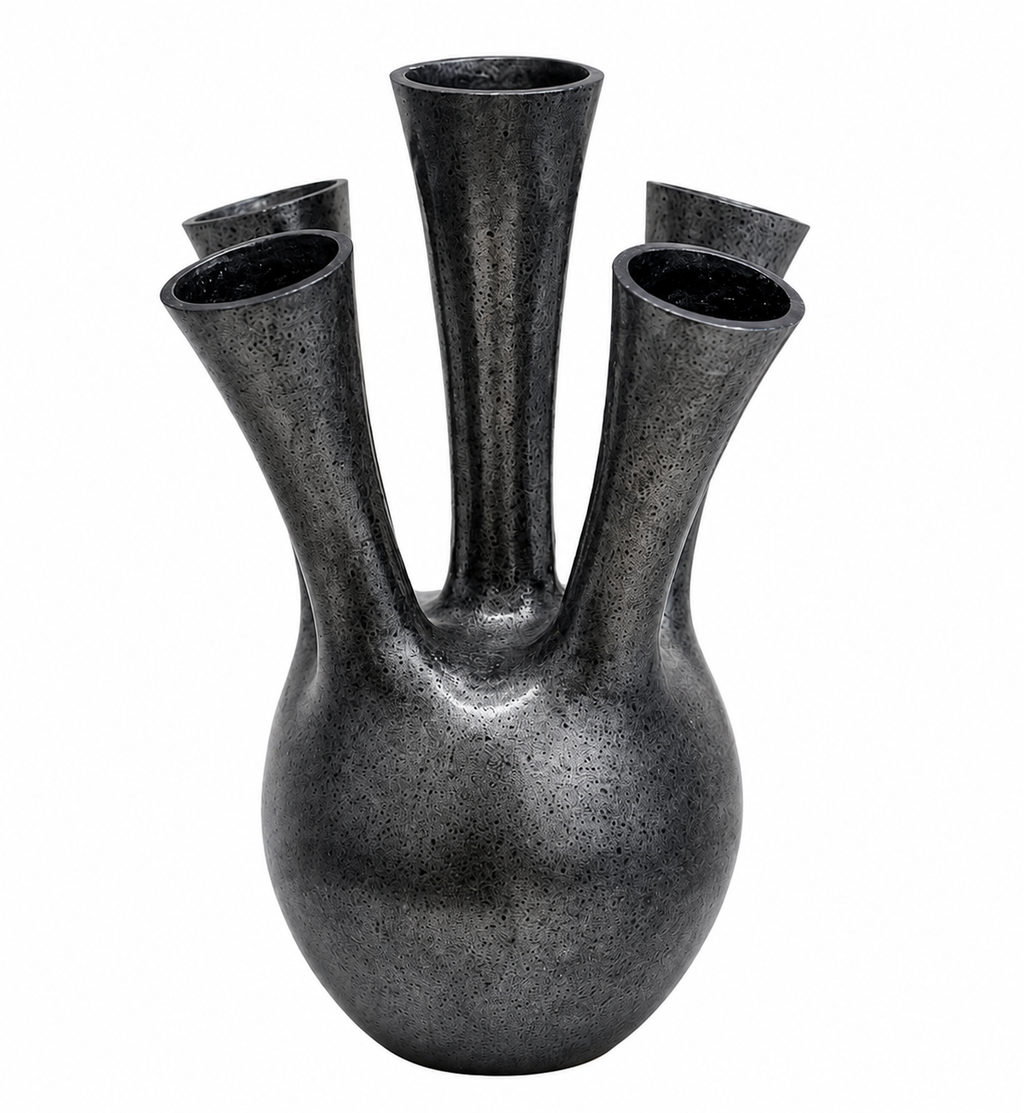 Aurelia Multi Stem Aluminium Vase – Sculptural Matte Noir Finish