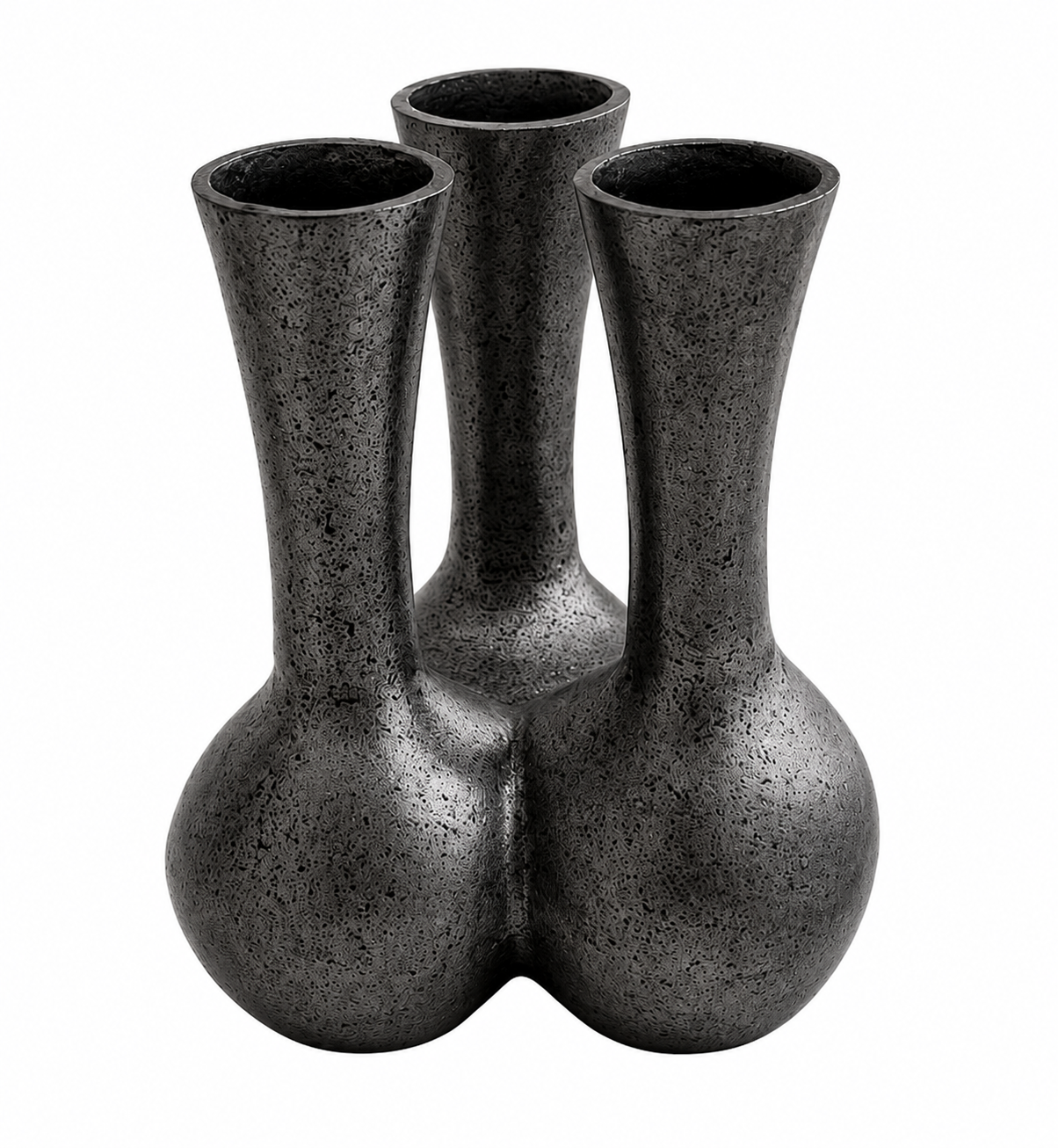 Aurelia Tri-Form Aluminium Vase – Sculptural Matte Noir Finish