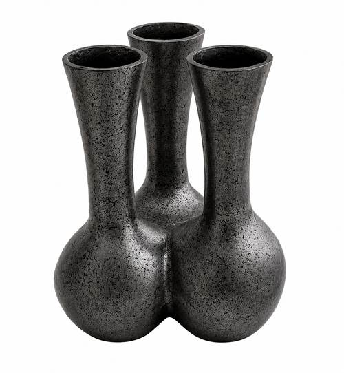 Aurelia Tri-Form Aluminium Vase – Sculptural Matte Noir Finish
