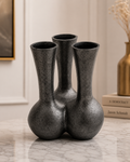 Aurelia Tri-Form Aluminium Vase – Sculptural Matte Noir Finish