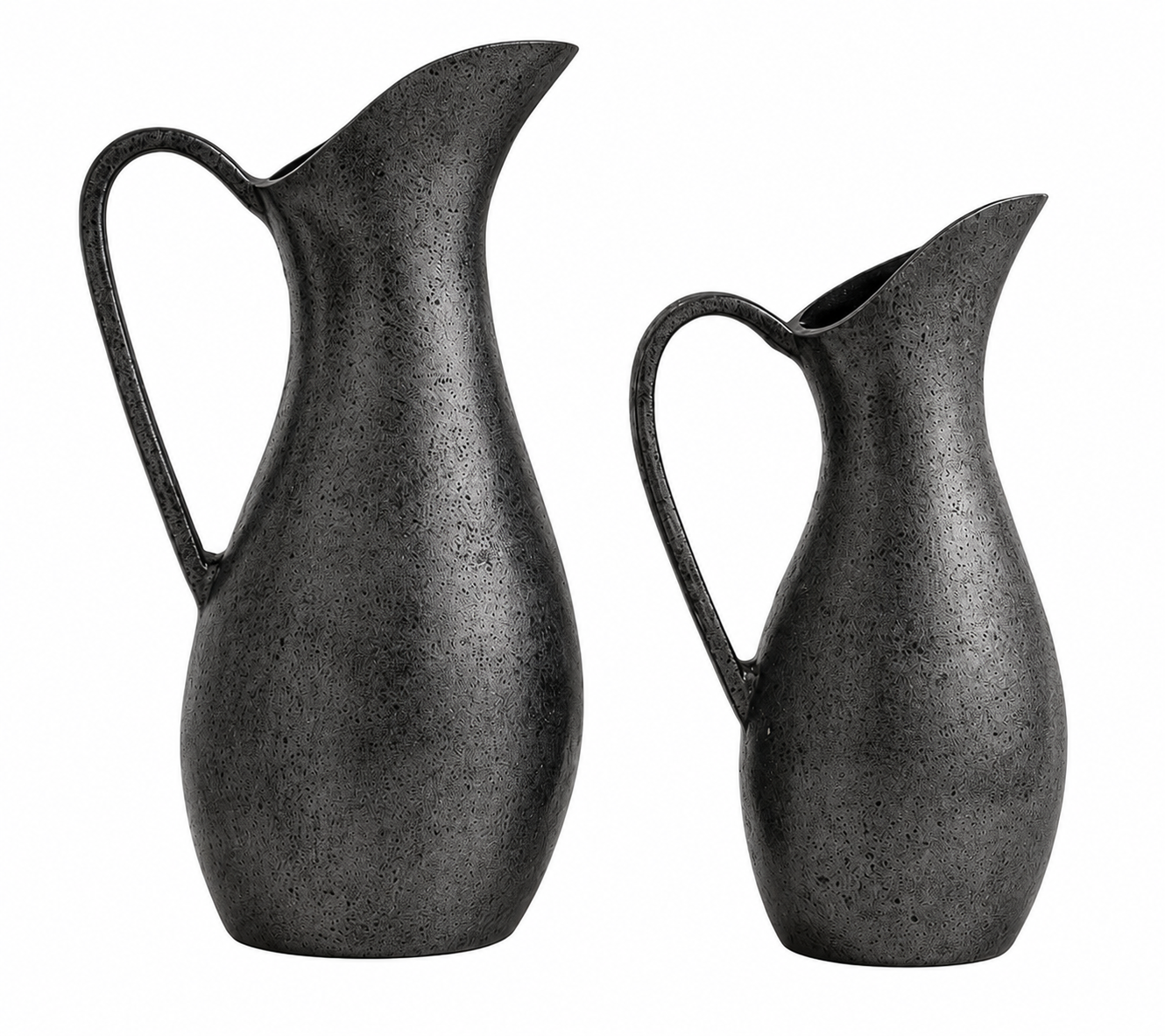 Aurelia Pourform Aluminium Vase Set (Set of 2) – Matte Noir Sculpted Finish