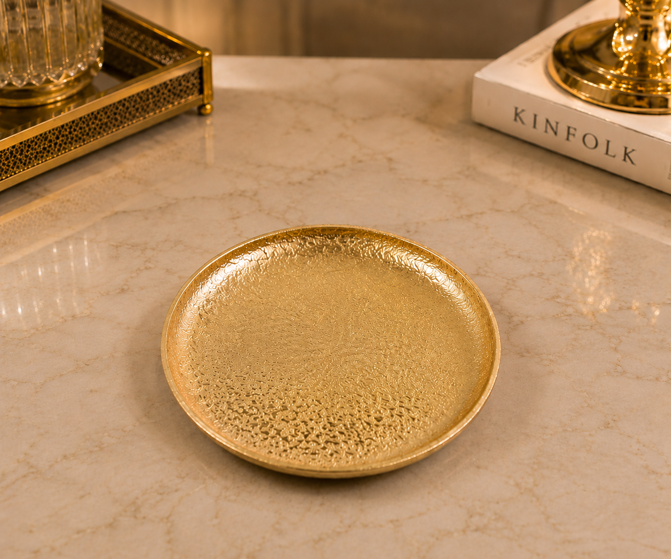 Modern Textured Aluminium Display Plates – Dual Finish (Gold & Silver)