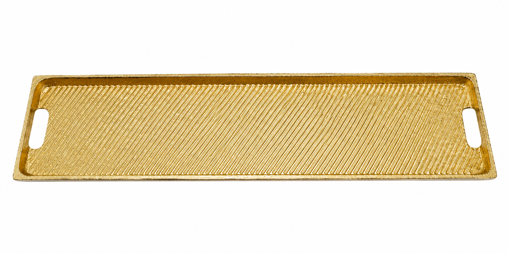Luxury Aluminium Textured Serving Tray – Gold & Silver Finish